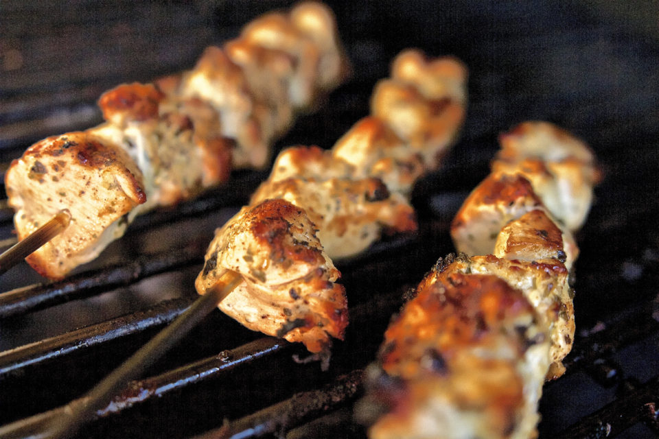 Chicken Skewers on Barbecue